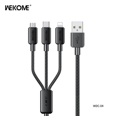 Cáp sạc Wekome WDC-04th 3 đầu đa năng (usb ra ip +micro +type c) dài 1M2 chính hãng [BH: 6 tháng]