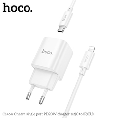 Bộ sạc nhanh 20W HOCO C146A (c-l) Type-C ra iPhone Lightning chính hãng [BH 1 NĂM]