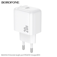 Cóc sạc nhanh 20W BOROFONE BAS43A (EU) (1 cổng Type C) chính hãng [BH 1 năm]