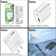Cóc sạc nhanh 20w HOCO C109 (1 cổng usb, cổng 1 type-c) PD+QC3.0 chính hãng BH 1 năm
