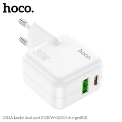 Cóc sạc nhanh 30w Hoco C111A (1 cổng Type C PD30W + 1 cổng USB QC3.0) chính hãng [BH 1 Năm]