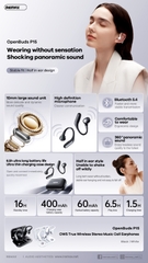 Tai nghe bluetooth REMAX OpenBuds P15 V5.4 60mAh/400mAh kiểu dáng Airpods chính hãng [BH: 1 năm]