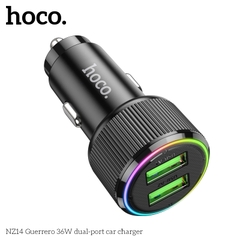 Cóc sạc nhanh 36W cho xe hơi Hoco NZ14 (2 cổng USB) đèn LED chính hãng [BH 1 năm]