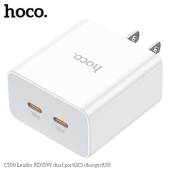 Cóc sạc nhanh PD35w Hoco C108 2 cổng Type C (US) chính hãng [BH 1 năm]
