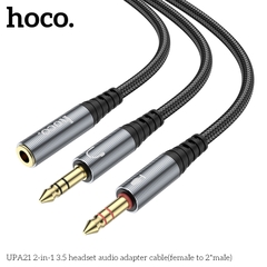 Cáp chuyển âm thanh HOCO UPA21 (2 đực thành 1 cái) đầu 3.5mm chính hãng [BH 1 năm]