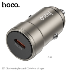 Cóc sạc nhanh xe hơi 30w HOCO Z57 1 cổng Type C chính hãng [BH 1 năm]