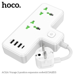 Ổ cắm điện đa năng HOCO AC11A PD17W 3 cổng USB + 1 cổng Type C cáp dài 8,5cm chính hãng [BH 1 NĂM]