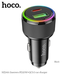 Cóc sạc nhanh 38W cho xe hơi Hoco NZ14A (1 cổng Type C PD + 1 cổng USB) đèn LED chính hãng [BH 1 năm]