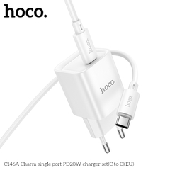 Bộ sạc nhanh 20W nhỏ gọn HOCO C146A cáp Type C ra Type C (EU) chính hãng [BH 1 NĂM]