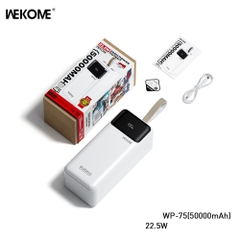 Pin sạc nhanh 22.5w Wekome WP-75 50.000mAh dự phòng QC3.0+PD 22.5W chính hãng [BH 1 Năm]