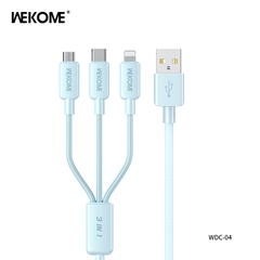 Cáp sạc Wekome WDC-04th 3 đầu đa năng (usb ra ip +micro +type c) dài 1M2 chính hãng [BH: 6 tháng]