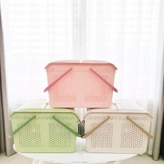 Giỏ nhựa có nắp đựng đồ đi sanh, đồ sơ sinh 46 x 32 x 29 [BH: None]
