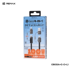 Cáp sạc REMAX CB03 [A+C-C+L] Cáp 2 ra 2 đầu A+C>C+L 100W dài 1m2 chính hãng