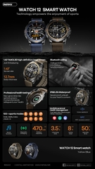 Đồng hồ thông minh REMAX Watch 12 Smart có chống nước, 1.43 inch, pin 470mAh, IP68 chính hãng [BH 1 NĂM]