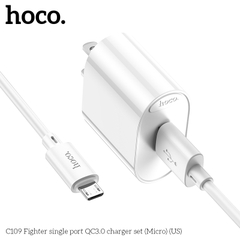 Bộ sạc nhanh 18w HOCO C109 (cáp usb ra micro samsung) QC3.0 chính hãng [BH 1 năm]