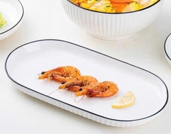 Dĩa sứ trắng vân sọc viền đen [BH: None] 1l1
