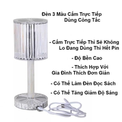 Đèn led ngủ pha lê 3 chế độ sáng, cảm ứng chạm