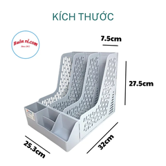 Khay hộp nhựa 3 ngăn VN-5680 đựng giấy tờ, sổ sách, bút viết, mỹ phẩm, vật dụng tiện ích văn phòng, tài liệu hồ sơ đa năng