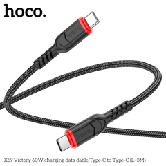 Cáp sạc nhanh 60W HOCO X59 (C-C 3M) (2 đầu Type-C ra Type-C 3 mét) chính hãng [BH: 1 NĂM]