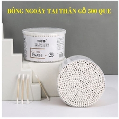 Hộp 500 bông ráy tai thân gỗ tiện lợi [BH: NONE]