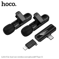 Bộ 2 micro thu âm HOCO L20A micro 2in1 vừa Type C vừa Iphone dùng livestream siêu tiện lợi