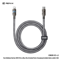Cáp sạc nhanh 30w REMAX CB05 C-L cáp Type C ra Iphone chất liệu hợp kim có đèn led siêu đẹp