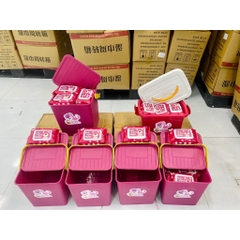 Xô khăn ướt lớn chữ nhật kèm 15 gói losto có quai xách [BH: NONE]