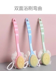 Cây chà lưng 2in1 kết hợp bông tắm tạo bọt có dây treo, tay cầm dài [BH: NONE]