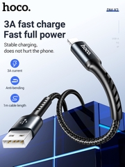 Cáp sạc nhanh 3a Hoco DM-X2 iPhone (usb ra iphone lightning) 1m chính hãng [BH: 1 NĂM]