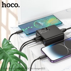 Cóc sạc nhanh 75w HOCO C133A (3 cổng USB + 3 cổng Type C PD) (3C3A) EU chính hãng [BH 1 năm]