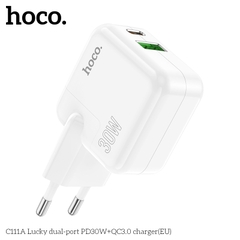 Cóc sạc nhanh 30w Hoco C111A (1 cổng Type C PD30W + 1 cổng USB QC3.0) chính hãng [BH 1 Năm]