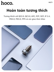 Cóc sạc nhanh xe hơi trong suốt 30w HOCO HK71 (1 cổng USB QC3.0 18W, 1 cổng Type C PD30W) chính hãng [BH 1 năm]