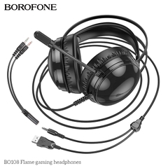 Tai nghe có dây 3.5 chụp tai Gaming BOROFONE BO108 phích cắm USB + 3.5 dài 2M kèm mic headphone chính hãng [BH: 1 NĂM]