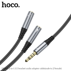 Cáp chuyển âm thanh HOCO UPA21 (1 đực thành 2 cái) đầu 3.5mm chính hãng [BH 1 năm]