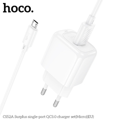 Bộ sạc nhanh 18W HOCO CS52A cáp USB ra Samsung Micro (EU) chính hãng [BH 1 Năm]