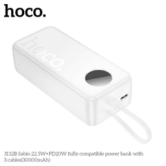 Pin sạc nhanh 22.5w HOCO J132B 30.000mAh dự phòng kèm 3 cáp liền pin có led chính hãng [BH 1 Năm]