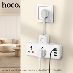 Ổ cắm điện đa năng HOCO AC12A PD30W 3 cổng USB + 1 cổng Type C cáp dài 8,5cm chính hãng [BH 1 NĂM]