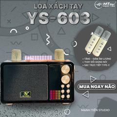 Loa bluetooth karaoke YOSD YS-603 kèm 2 micro không dây siêu đẹp cực hay xách tay chính hãng [BH 6 tháng]