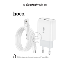 Bộ sạc nhanh 2.4A EU Hoco DC36 Type c (cóc 1 cổng usb+ cáp 1 cổng usb ra type c) chính hãng [BH: 1 NĂM]
