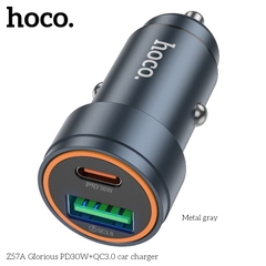 Cóc sạc nhanh xe hơi 30w HOCO Z57A (1 cổng USB, 1 cổng Type-c) chính hãng [BH 1 năm]