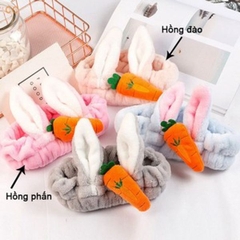 Băng đô rửa mặt tai thỏ vải bông nhung xù / pktn sale