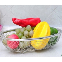 Rổ lưới inox bầu dục đựng trái cây, rau củ quả ráo nước đa năng [BH: NONE]