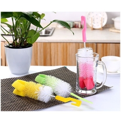 Cây cọ rửa ly, rửa bình sữa cán dài có mút 2 in 1