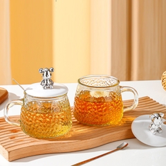 Ly đựng nước thuỷ tinh nắp gấu kèm muỗng / ống hút 500ml siêu sang [BH: NONE]