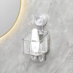 Kệ nhựa đơn trong suốt đựng đồ nhà tắm hít dán tường