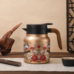Bình lọc trà inox 316 1000ml họa tiết hoa văn sang trọng - MẪU VỀ NGẪU NHIÊN [BH: NONE]