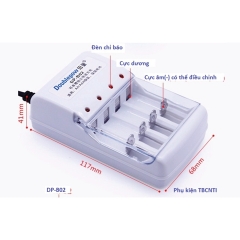 Bộ sạc 4 viên pin tiểu 2A-3A DP02, có led hiển thị khi sạc [BH: 1 THÁNG]