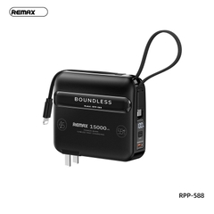 Pin sạc nhanh 45w laptop REMAX RPP-588 15.000mAh dự phòng chính hãng PD 22.5w QC3.0 (sạc laptop được, kèm cáp liền pin, ghim sạc ổ điện) [BH 1 năm]