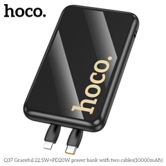 Pin sạc nhanh 22.5w+PD20W HOCO Q37 Graceful 10.000mAh sạc dự phòng kèm cáp liền pin chui Type C + chui iPhone có màn hình LED chính hãng [BH 1 năm]