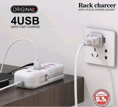 Cóc, ổ cắm sạc nhanh 66w Rack charger kèm cáp Type C liền thân, đa năng 5in1 tự ngắt khi đầy pin [BH: 1 tuần]